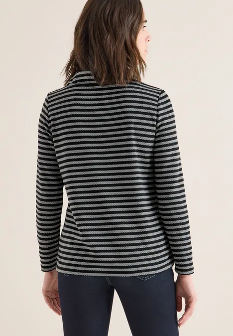 Gestreiftes Funnelneck Shirt cool grey