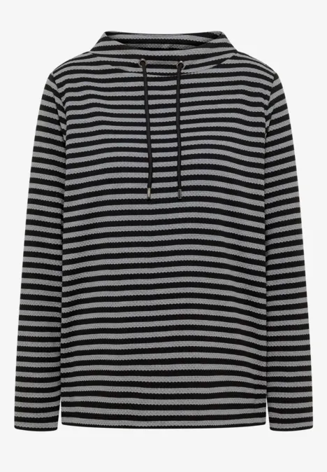 Gestreiftes Funnelneck Shirt cool grey