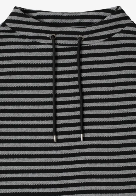 Gestreiftes Funnelneck Shirt cool grey