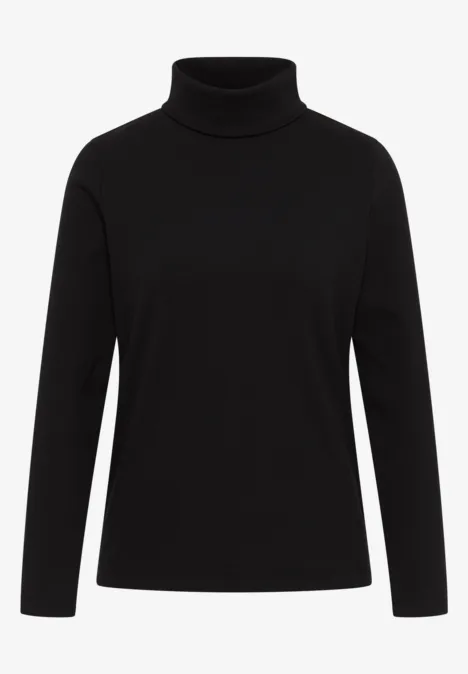 Langarmshirt in Rippstruktur Black