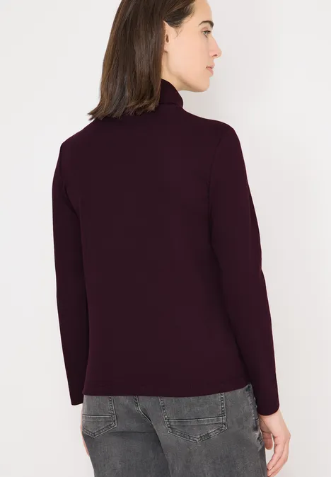 Langarmshirt in Rippstruktur eggplant red Langarmshirt in Rippstruktur eggplant red