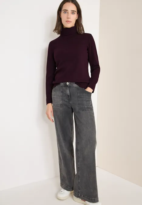 Langarmshirt in Rippstruktur eggplant red Langarmshirt in Rippstruktur eggplant red