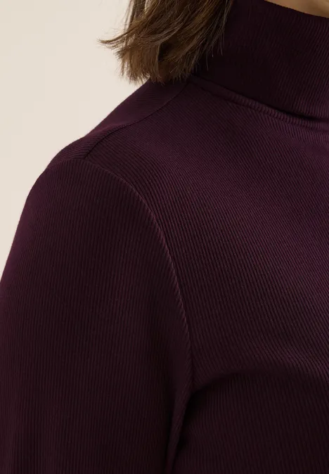 Langarmshirt in Rippstruktur eggplant red Langarmshirt in Rippstruktur eggplant red