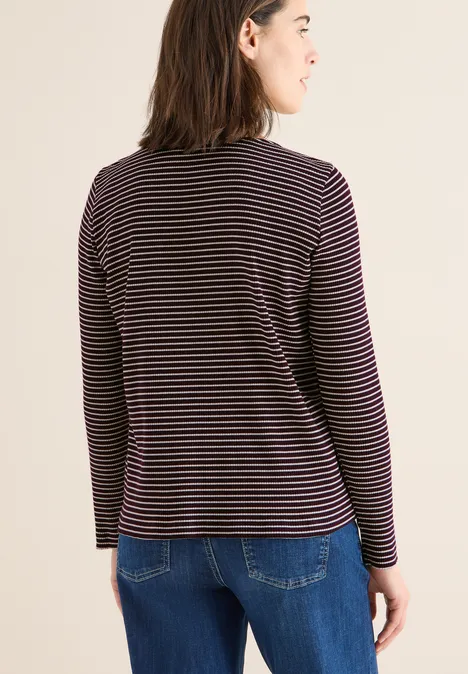 Gestreiftes Langarmshirt eggplant red Gestreiftes Langarmshirt eggplant red