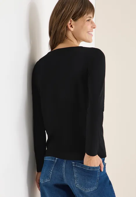 Basic Shirt mit Raffung Black