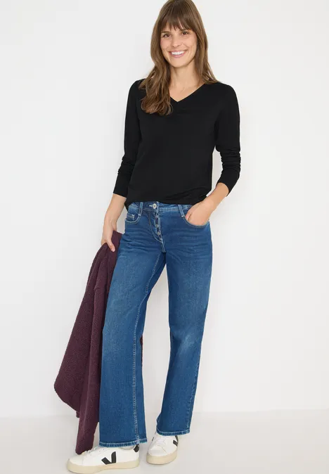 Basic Shirt mit Raffung Black