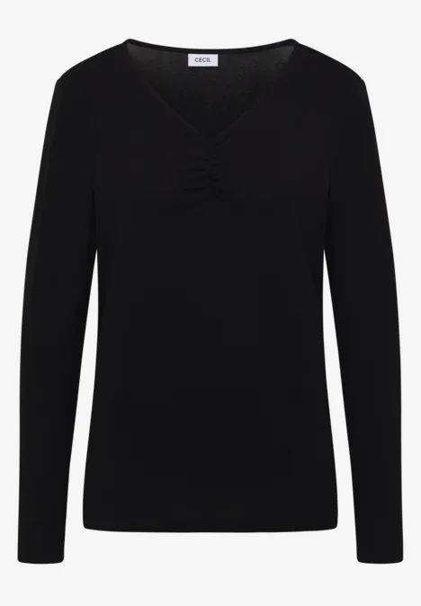 Basic Shirt mit Raffung Black