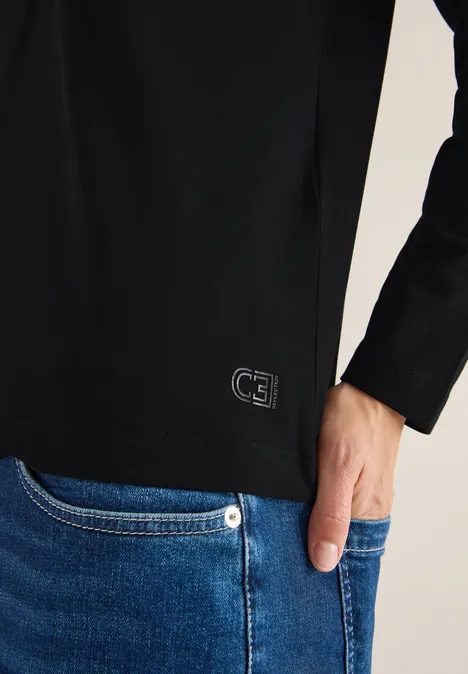 Basic Shirt mit Raffung Black