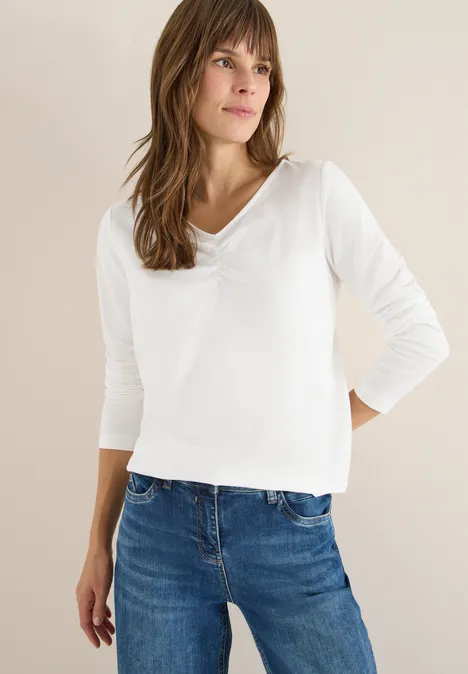 Basic shirt met rimpels vanilla white Basic shirt met rimpels vanilla white