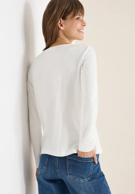 Basic shirt met rimpels vanilla white Basic shirt met rimpels vanilla white