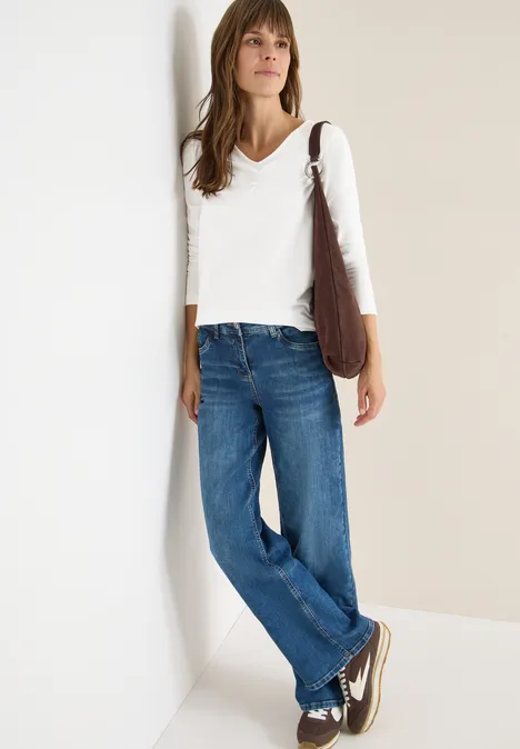 Basic shirt met rimpels vanilla white Basic shirt met rimpels vanilla white