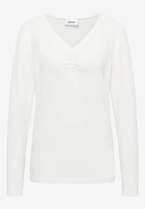 Basic shirt met rimpels vanilla white Basic shirt met rimpels vanilla white