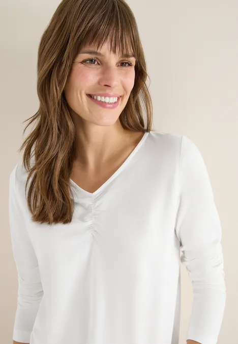 Basic shirt met rimpels vanilla white Basic shirt met rimpels vanilla white