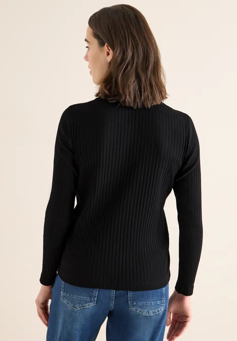 Rippstruktur Shirt Black
