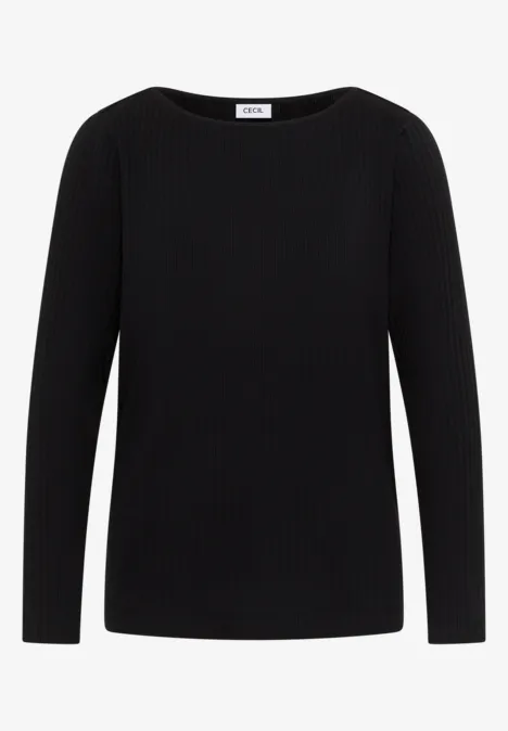 Rippstruktur Shirt Black