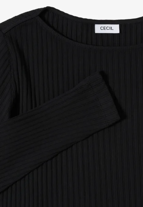 Rippstruktur Shirt Black