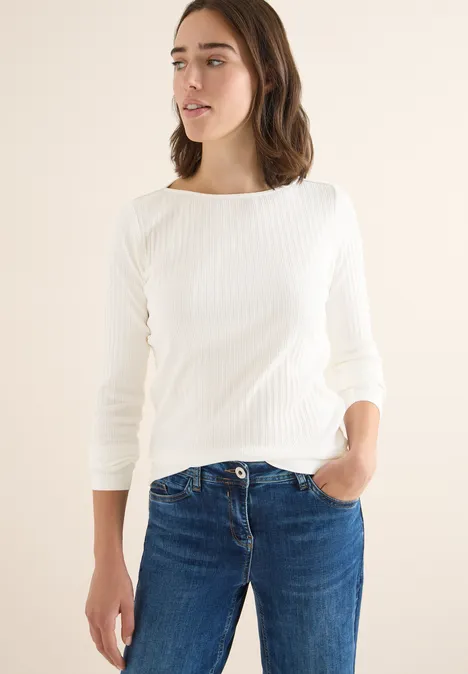 Rippstruktur Shirt vanilla white
