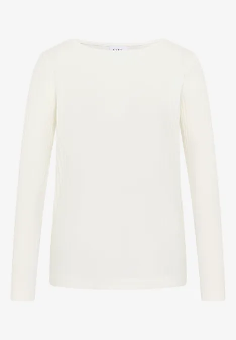 Rippstruktur Shirt vanilla white