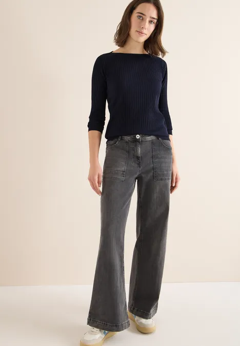 Rippstruktur Shirt urban dark blue