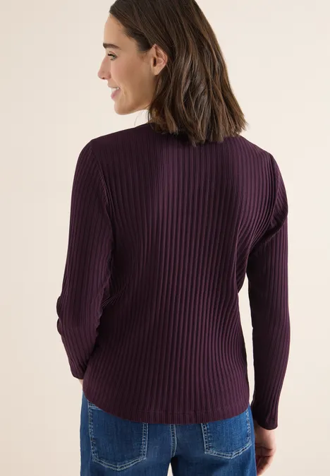 Rippstruktur Shirt eggplant red