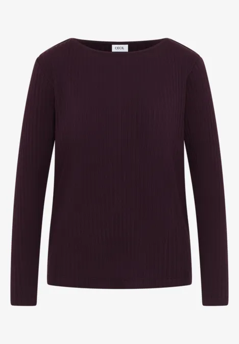 Rippstruktur Shirt eggplant red