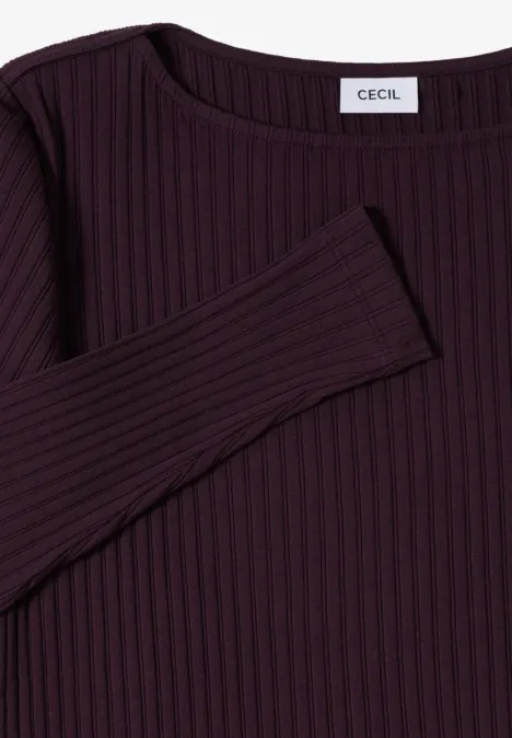 Rippstruktur Shirt eggplant red