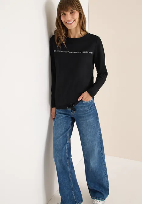 Langarmshirt mit Wording Black Langarmshirt mit Wording Black