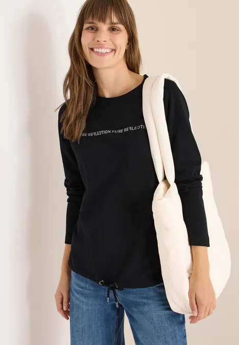 Langarmshirt mit Wording Black Langarmshirt mit Wording Black