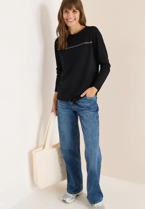 Langarmshirt mit Wording Black Langarmshirt mit Wording Black