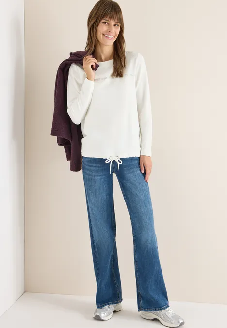 Langarmshirt mit Wording vanilla white