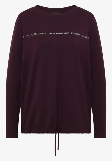 Langarmshirt mit Wording eggplant red