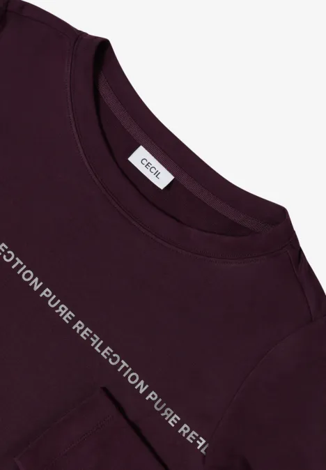 Langarmshirt mit Wording eggplant red