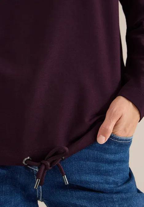 Langarmshirt mit Wording eggplant red