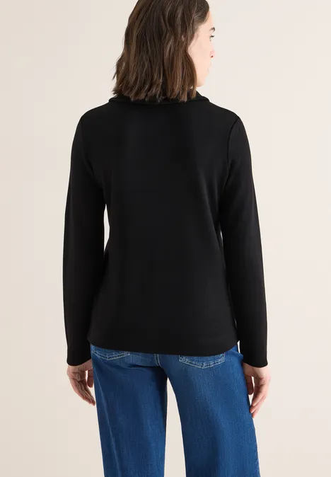 Strick-Look Poloshirt Black