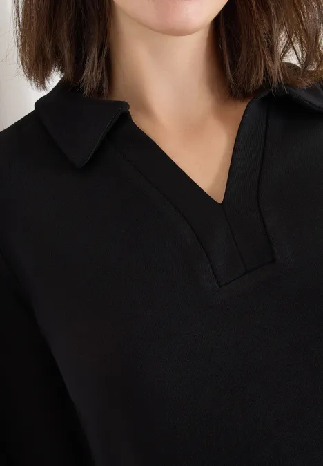 Strick-Look Poloshirt Black