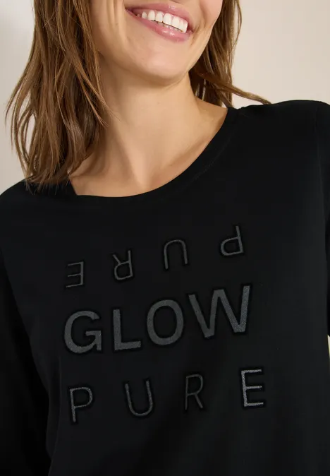 Shirt mit Glitzer-Wording Black