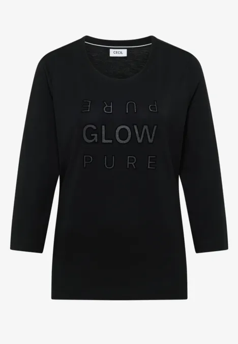 Shirt mit Glitzer-Wording Black