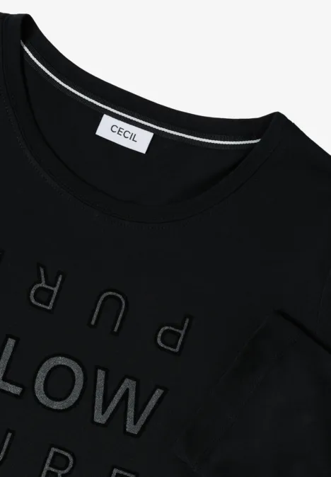 Shirt mit Glitzer-Wording Black