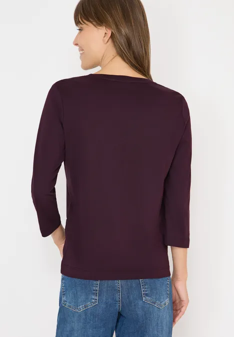 Shirt met glitter tekst eggplant red Shirt met glitter tekst eggplant red