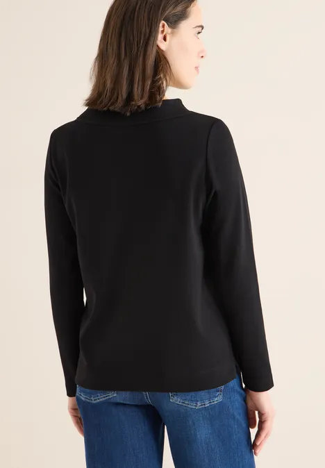 Funnelneck Shirt in Unifarbe Black Funnelneck Shirt in Unifarbe Black