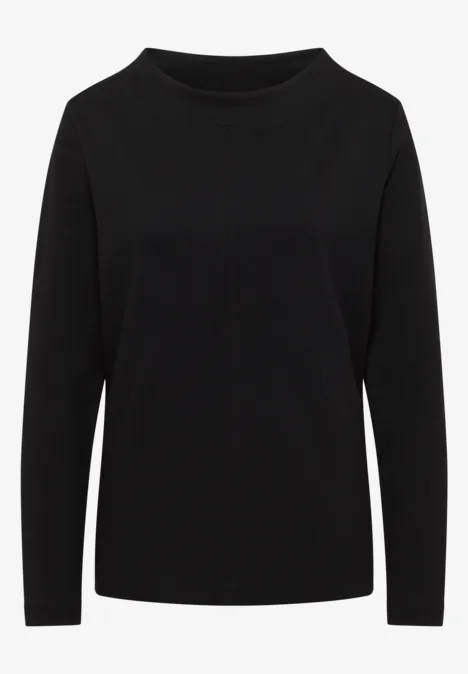 Funnelneck Shirt in Unifarbe Black Funnelneck Shirt in Unifarbe Black