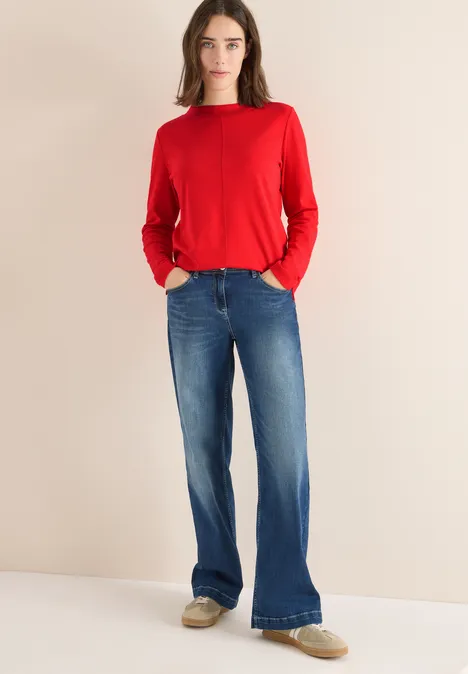 Funnelneck Shirt in Unifarbe pumpkin orange