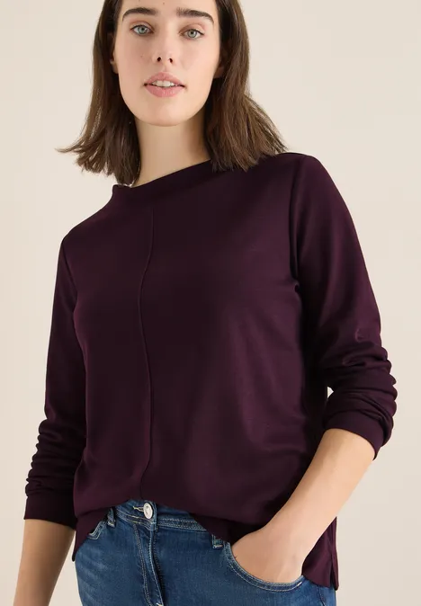 Funnelneck Shirt in Unifarbe eggplant red Funnelneck Shirt in Unifarbe eggplant red