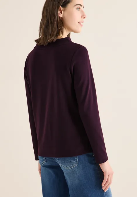 Funnelneck Shirt in Unifarbe eggplant red Funnelneck Shirt in Unifarbe eggplant red