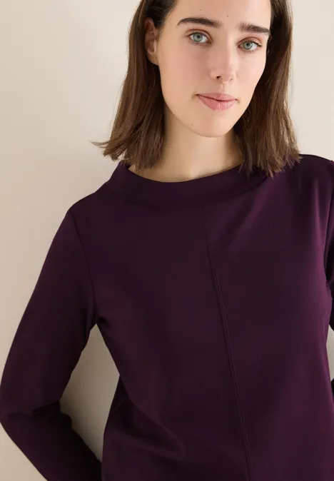 Funnelneck Shirt in Unifarbe eggplant red Funnelneck Shirt in Unifarbe eggplant red