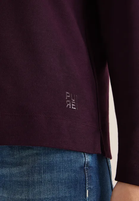 Funnelneck Shirt in Unifarbe eggplant red Funnelneck Shirt in Unifarbe eggplant red