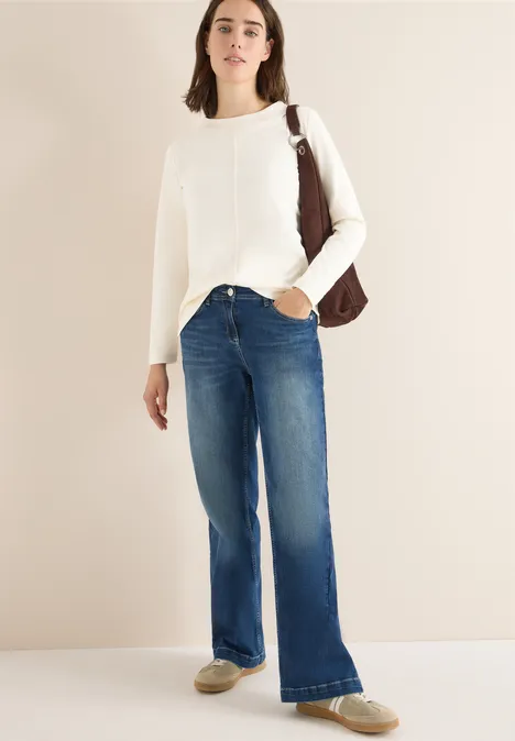 Funnelneck Shirt in Unifarbe creamy white Funnelneck Shirt in Unifarbe creamy white