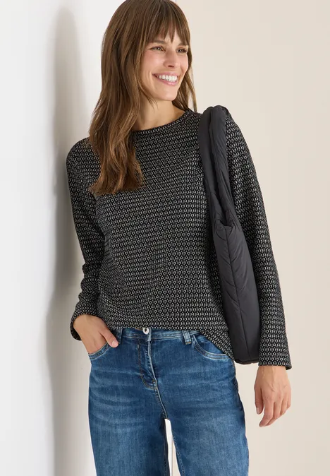 Two-Tone Strukturshirt Black Two-Tone Strukturshirt Black