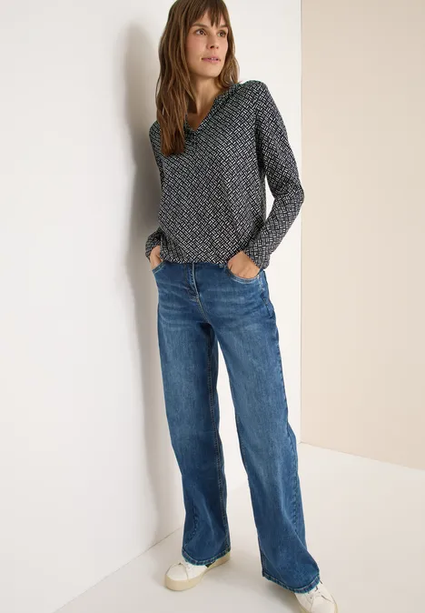 Gemustertes Tunika-Shirt light greige