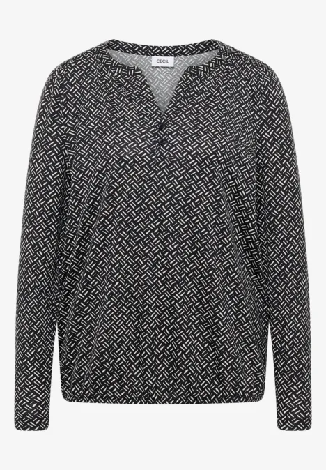 Gemustertes Tunika-Shirt light greige